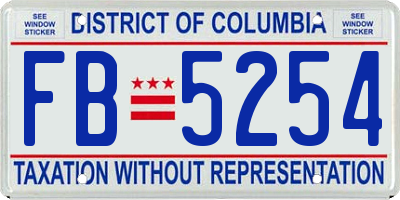 DC license plate FB5254