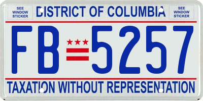 DC license plate FB5257