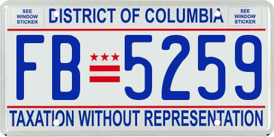 DC license plate FB5259