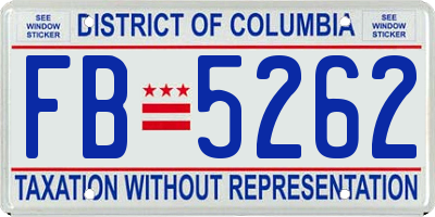 DC license plate FB5262