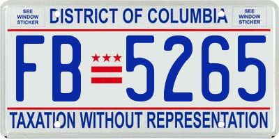 DC license plate FB5265