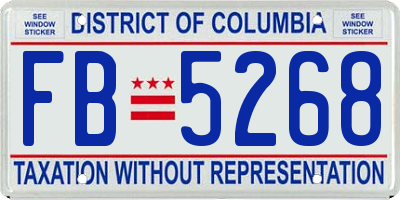 DC license plate FB5268