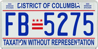 DC license plate FB5275