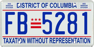 DC license plate FB5281