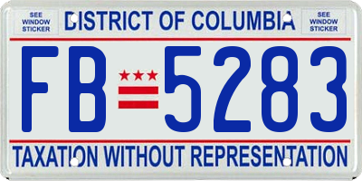 DC license plate FB5283