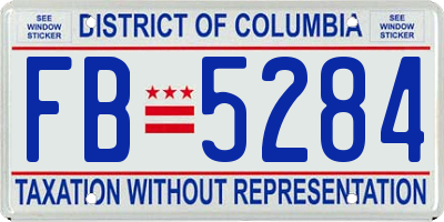 DC license plate FB5284