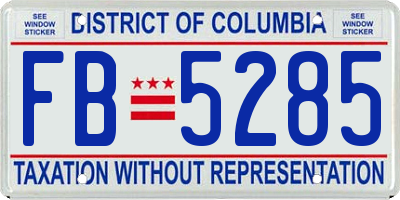 DC license plate FB5285