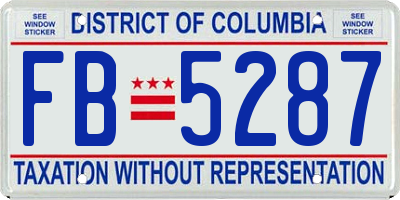 DC license plate FB5287