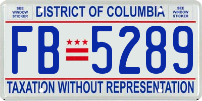 DC license plate FB5289