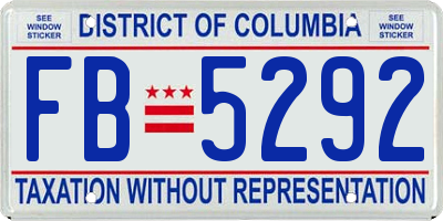 DC license plate FB5292