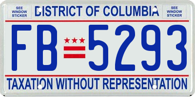 DC license plate FB5293