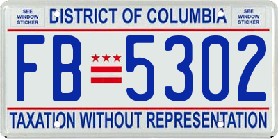 DC license plate FB5302