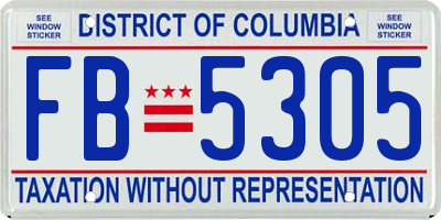 DC license plate FB5305