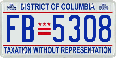 DC license plate FB5308