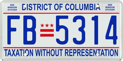 DC license plate FB5314