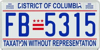 DC license plate FB5315