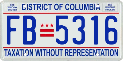 DC license plate FB5316