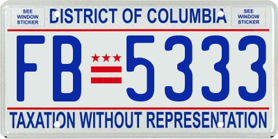 DC license plate FB5333