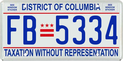 DC license plate FB5334