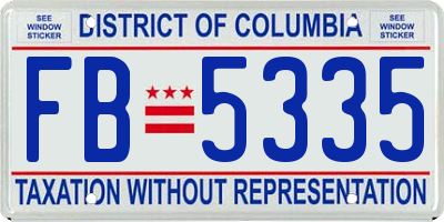 DC license plate FB5335