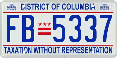 DC license plate FB5337