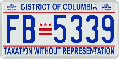 DC license plate FB5339