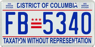 DC license plate FB5340