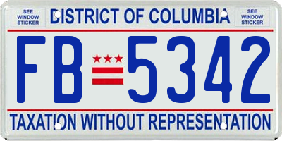 DC license plate FB5342