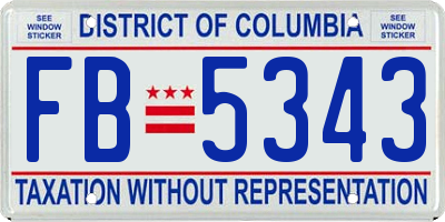 DC license plate FB5343