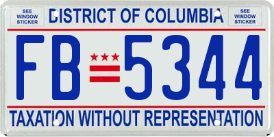 DC license plate FB5344