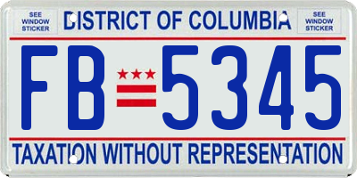 DC license plate FB5345