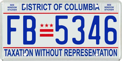 DC license plate FB5346