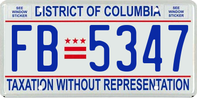 DC license plate FB5347