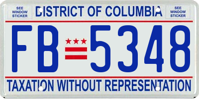 DC license plate FB5348