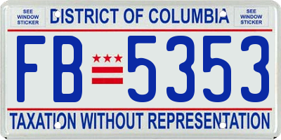 DC license plate FB5353