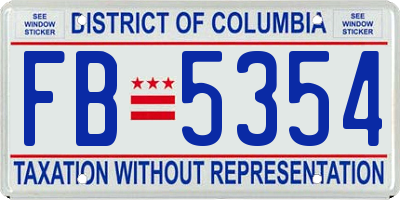 DC license plate FB5354