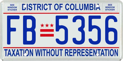 DC license plate FB5356