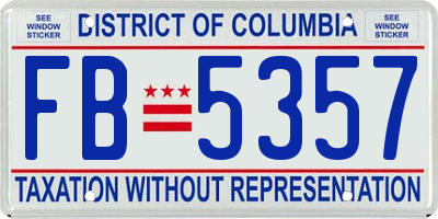 DC license plate FB5357