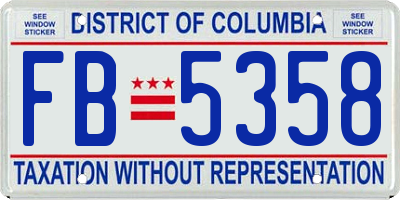 DC license plate FB5358