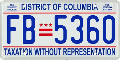 DC license plate FB5360