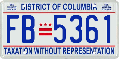 DC license plate FB5361