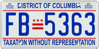 DC license plate FB5363