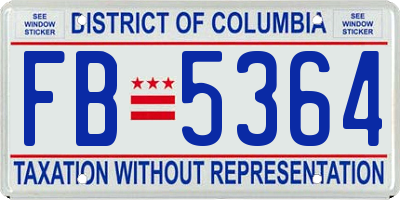 DC license plate FB5364