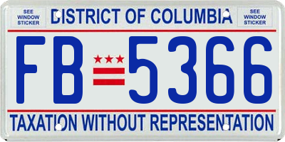 DC license plate FB5366