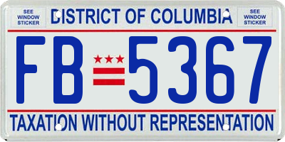 DC license plate FB5367