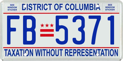 DC license plate FB5371