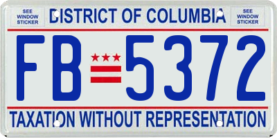 DC license plate FB5372