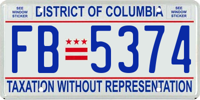 DC license plate FB5374