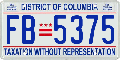 DC license plate FB5375