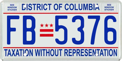 DC license plate FB5376